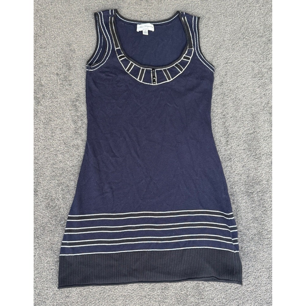 Alice Temperley for Target Navy‎ Blue Knit Striped Hem Sleeveless Mini Dress S